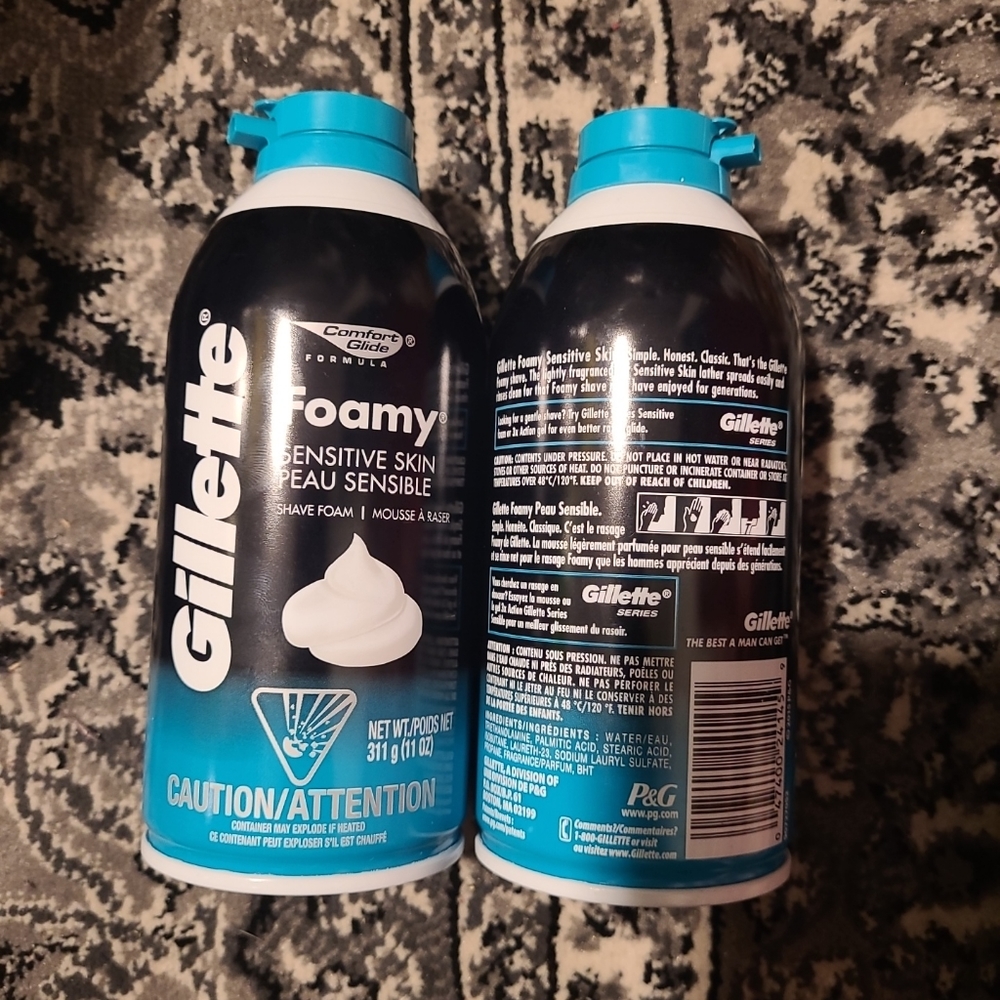 Gillette Sensitive Skin Foamy shave foam lot of 2